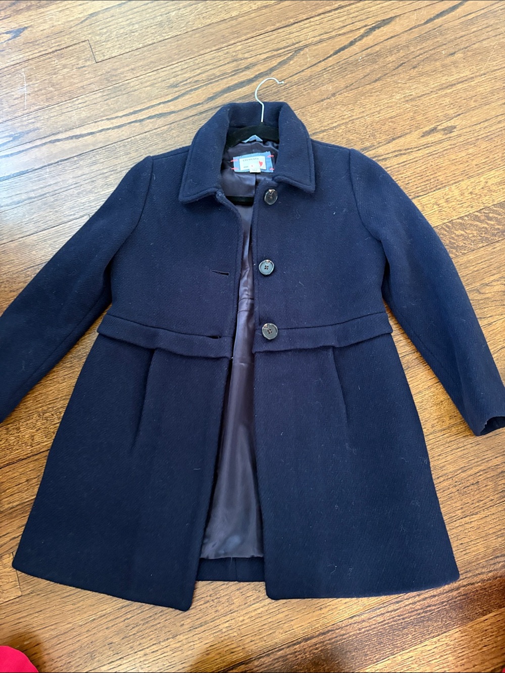 Jcrew Girls Wool Blend Dark Navy Dress Coat with Button Front